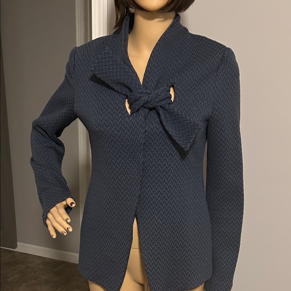 Armani Collection Chic  Women's Blue Blazer with Bow Accent